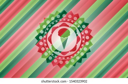 ice cream icon inside christmas badge.