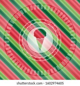 ice cream icon inside christmas emblem background.
