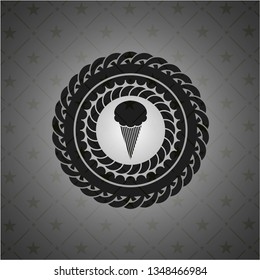 ice cream icon inside dark emblem