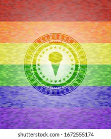 Eis-Symbol auf Mosaikhintergrund mit den Farben der LGBT-Flagge
