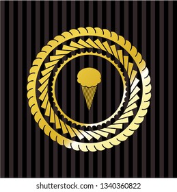 ice cream icon inside gold shiny badge
