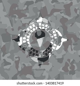 ice cream icon inside grey camouflage texture