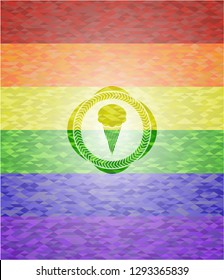 ice cream icon inside lgbt colors emblem 