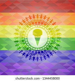 ice cream icon inside lgbt colors emblem 