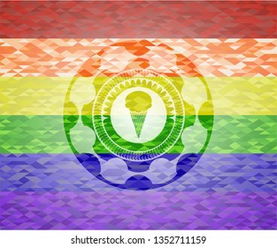 ice cream icon inside lgbt colors emblem 