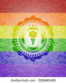 ice cream icon inside lgbt colors emblem. 