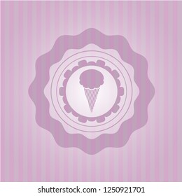 ice cream icon inside pink emblem. Retro