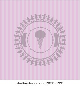 ice cream icon inside pink emblem. Retro