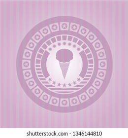 ice cream icon inside pink emblem. Retro
