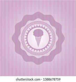 ice cream icon inside pink emblem. Retro