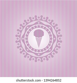 ice cream icon inside pink emblem. Vintage.