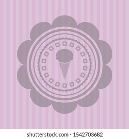 ice cream icon inside pink emblem. Retro