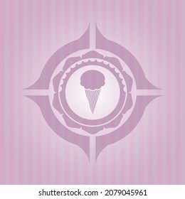 ice cream icon inside pink emblem. Vintage. Elegant design. 