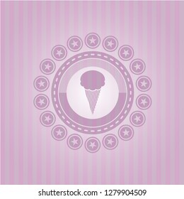 ice cream icon inside realistic pink emblem