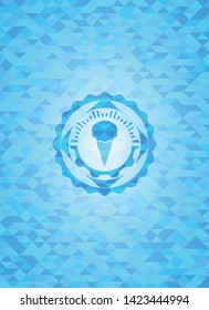 ice cream icon inside realistic light blue mosaic emblem