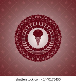 ice cream icon inside realistic red emblem