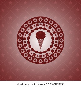ice cream icon inside red emblem. Vintage.