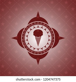 ice cream icon inside red icon or emblem