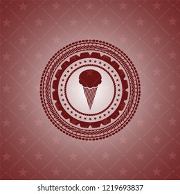 ice cream icon inside red emblem. Retro