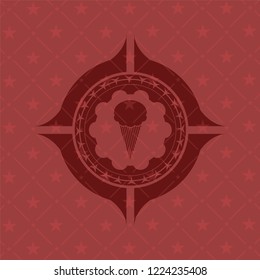 ice cream icon inside red emblem. Retro