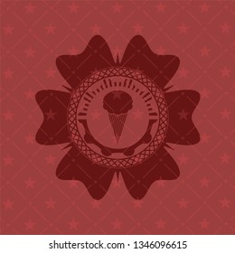 ice cream icon inside red icon or emblem