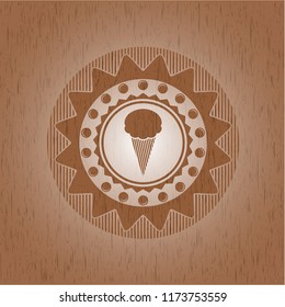 ice cream icon inside retro wooden emblem