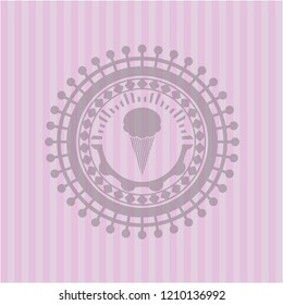 ice cream icon inside retro pink emblem