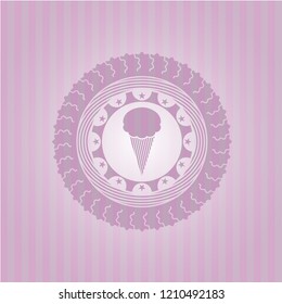 ice cream icon inside retro pink emblem