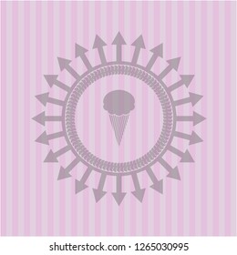 ice cream icon inside retro pink emblem