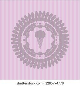 ice cream icon inside retro pink emblem