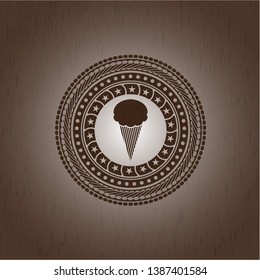 ice cream icon inside retro wood emblem