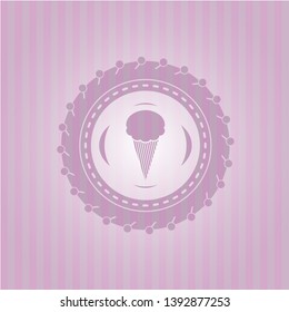 ice cream icon inside retro pink emblem