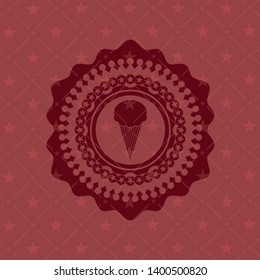 ice cream icon inside retro style red emblem