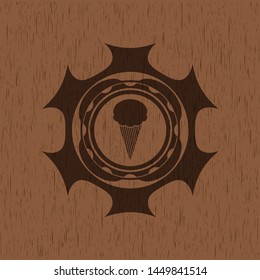 ice cream icon inside retro wooden emblem