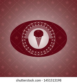 ice cream icon inside retro style red emblem