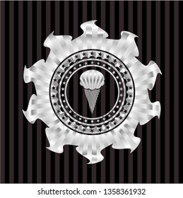 ice cream icon inside silver shiny badge