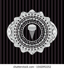 ice cream icon inside silver badge