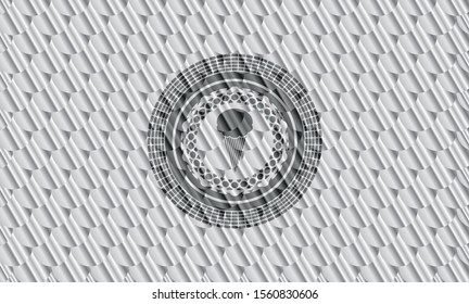 ice cream icon inside silver color emblem. Scales pattern. Vector Illustration. Detailed.
