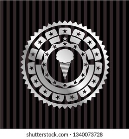 ice cream icon inside silvery shiny badge