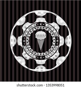 ice cream icon inside silvery badge