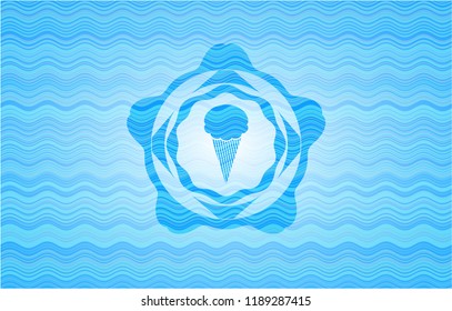 ice cream icon inside water wavec oncept emblem.
