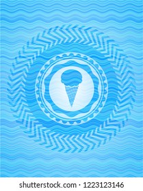 ice cream icon inside water wave concept style emblem.