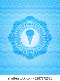 ice cream icon inside water representation badge.