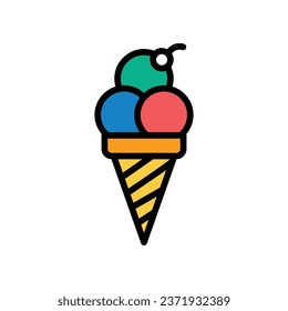 Ice Cream icono aislado en la ilustración de material vectorial de fondo blanco.
