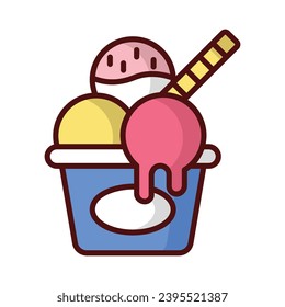 Icono de crema de hielo aísla la ilustración de material vectorial de fondo blanco.