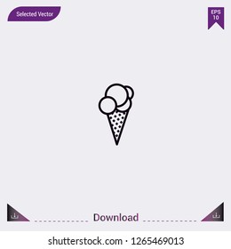 Ice Cream icon isolated on grey background.Premium symbol for website design, mobile application, logo, ui.Vector illustration eps10.