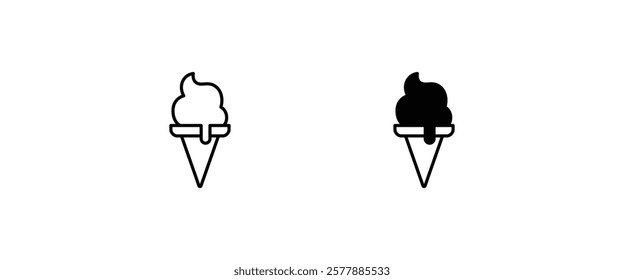 Ice cream icon isolated on background. Dessert icecream icon symbol logo illustration,editable stroke, flat design style isolated on white