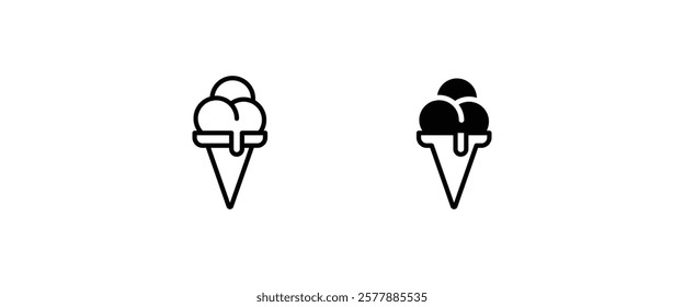 Ice cream icon isolated on background. Dessert icecream icon symbol logo illustration,editable stroke, flat design style isolated on white