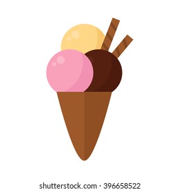 Ice cream icon isolated on white background. Ice cream logo for product company. Modern ice cream. Flat style vector illustration. 
