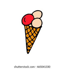 Ice Cream icon isolated on white background in style hand draw